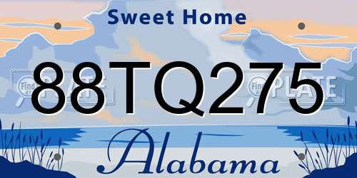 88TQ275 Alabama License Plate