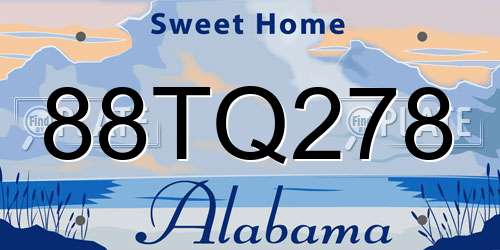 88TQ278 Alabama License Plate