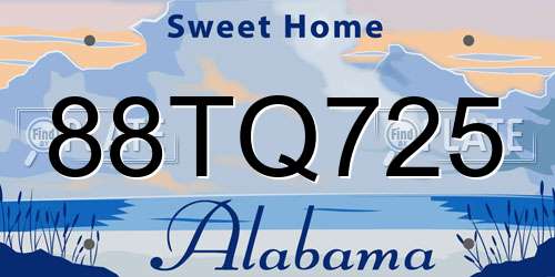 88TQ725 Alabama License Plate