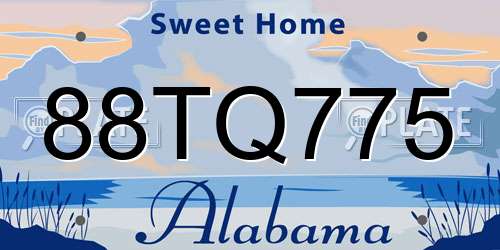 88TQ775 Alabama License Plate