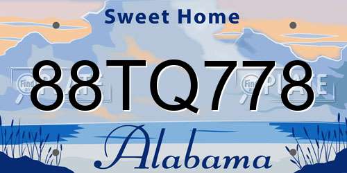 88TQ778 Alabama License Plate