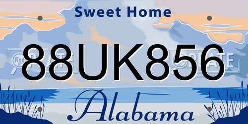 88UK856 Alabama License Plate