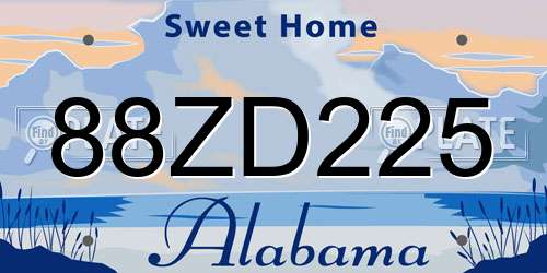 88ZD225 Alabama License Plate