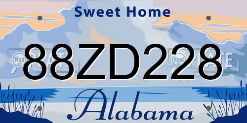 88ZD228 Alabama License Plate