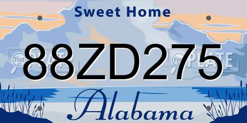 88ZD275 Alabama License Plate