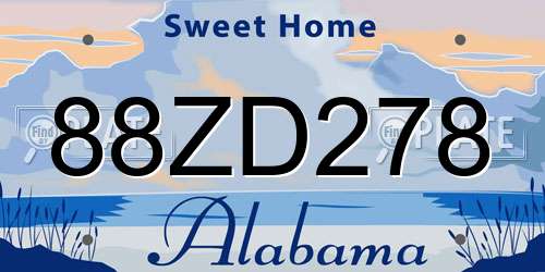 88ZD278 Alabama License Plate