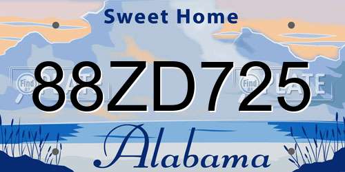 88ZD725 Alabama License Plate