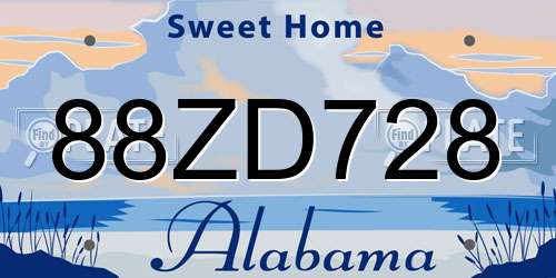 88ZD728 Alabama License Plate