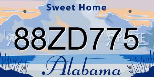 88ZD775 Alabama License Plate