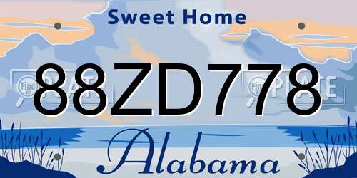 88ZD778 Alabama License Plate