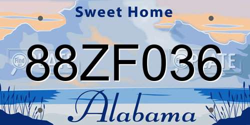 88ZF036 Alabama License Plate