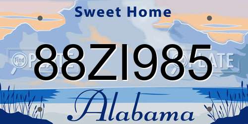 88ZI985 Alabama License Plate