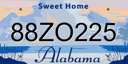 88ZO225 Alabama License Plate