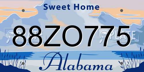88ZO775 Alabama License Plate
