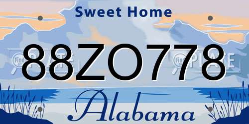 88ZO778 Alabama License Plate