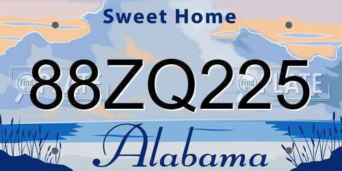 88ZQ225 Alabama License Plate