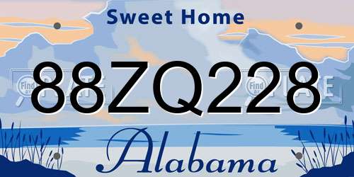 88ZQ228 Alabama License Plate