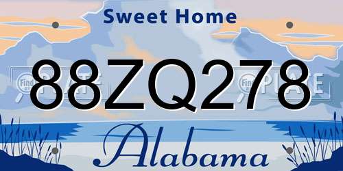 88ZQ278 Alabama License Plate