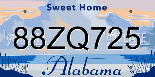 88ZQ725 Alabama License Plate