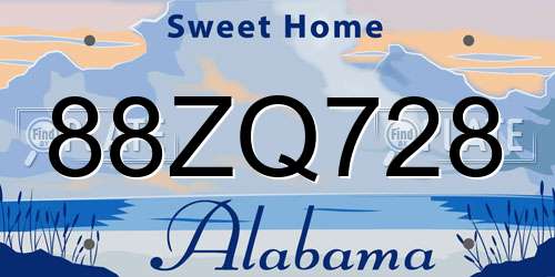 88ZQ728 Alabama License Plate