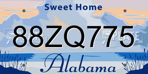 88ZQ775 Alabama License Plate