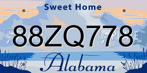 88ZQ778 Alabama License Plate