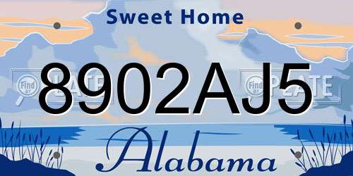 8902AJ5 Alabama License Plate