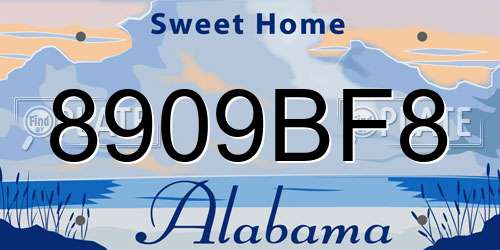 8909BF8 Alabama License Plate