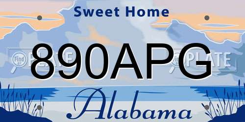 890APG Alabama License Plate