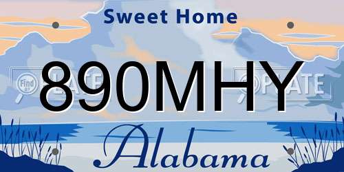 890MHY Alabama License Plate