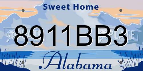8911BB3 Alabama License Plate