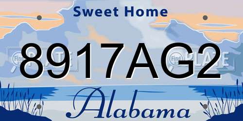 8917AG2 Alabama License Plate