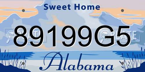 89199G5 Alabama License Plate