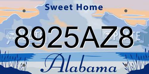 8925AZ8 Alabama License Plate