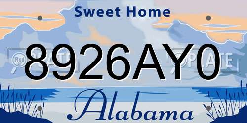 8926AY0 Alabama License Plate