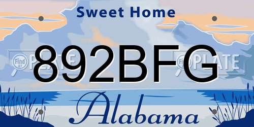 892BFG Alabama License Plate