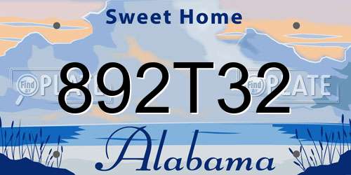 892T32 Alabama License Plate