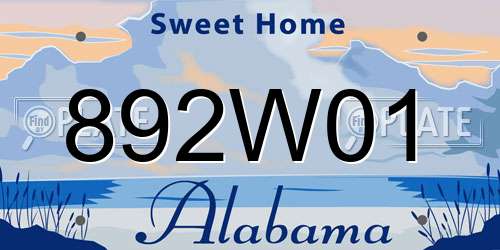 892W01 Alabama License Plate