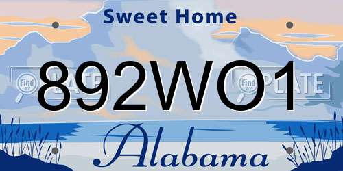 892WO1 Alabama License Plate