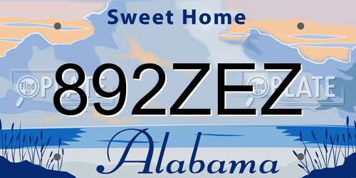 892ZEZ Alabama License Plate