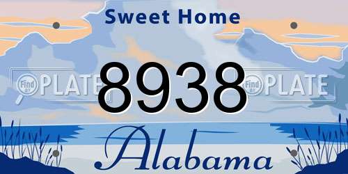 8938 Alabama License Plate