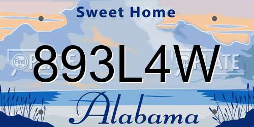 893L4W Alabama License Plate