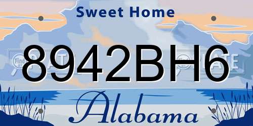 8942BH6 Alabama License Plate
