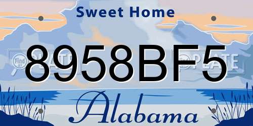 8958BF5 Alabama License Plate