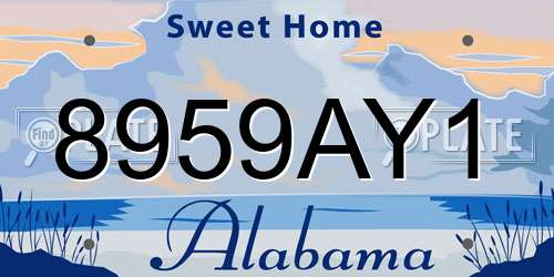8959AY1 Alabama License Plate