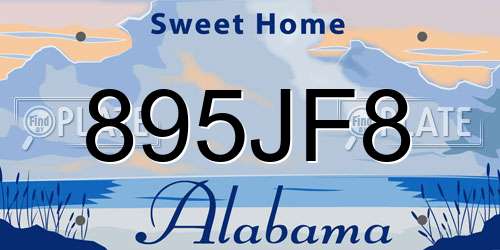 895JF8 Alabama License Plate