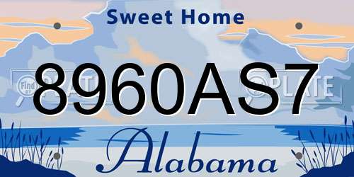 8960AS7 Alabama License Plate