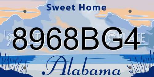 8968BG4 Alabama License Plate