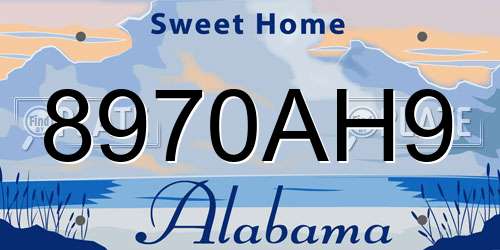 8970AH9 Alabama License Plate