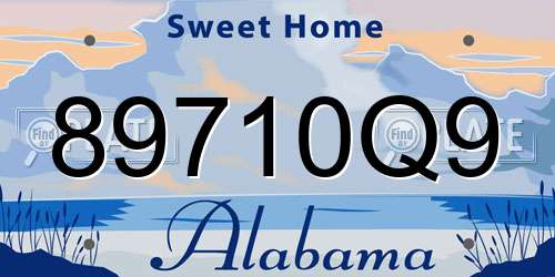 89710Q9 Alabama License Plate